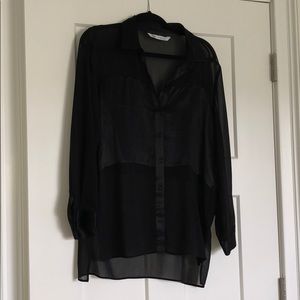 Zara long sleeve sheer silk top